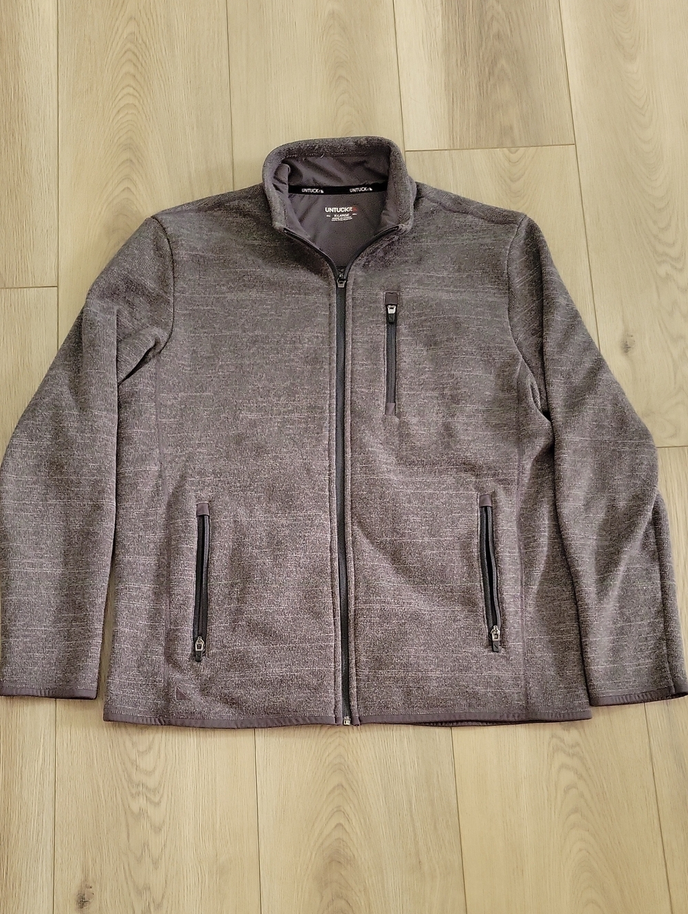 UNTUCKit Men's Full-Zip Sweater Jacket in Heather Gray